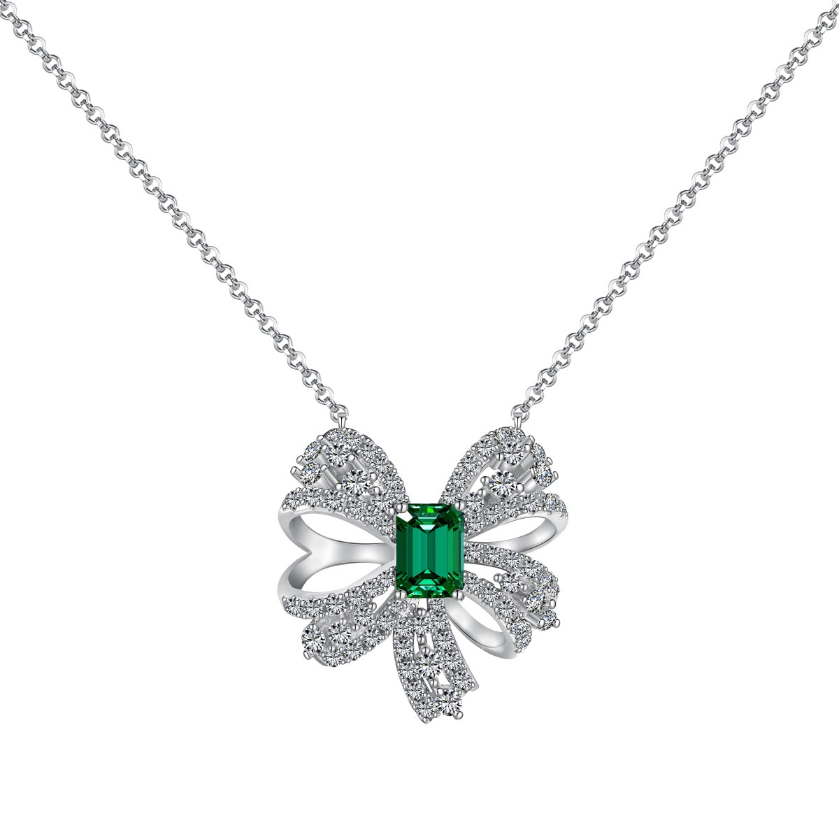 [Sparkling Aurora]Luxurious Flower Shape Emerald Cut Necklace