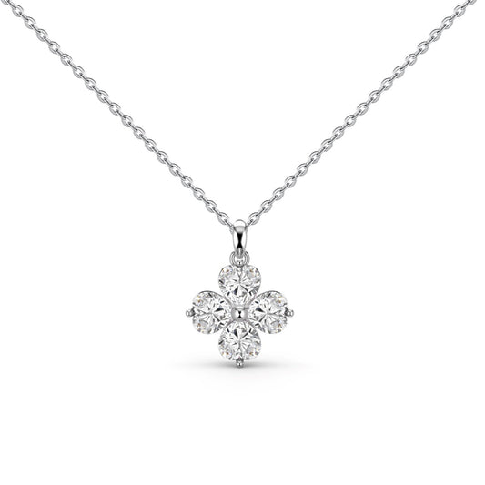 [Sparkling Aurora]Heart-Shaped Four-Leaf Clover Bead Necklace