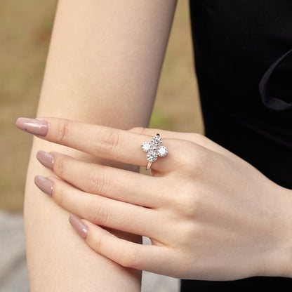 [Sparkling Aurora]Four-Leaf Clover Eight-Pointed Star Ring