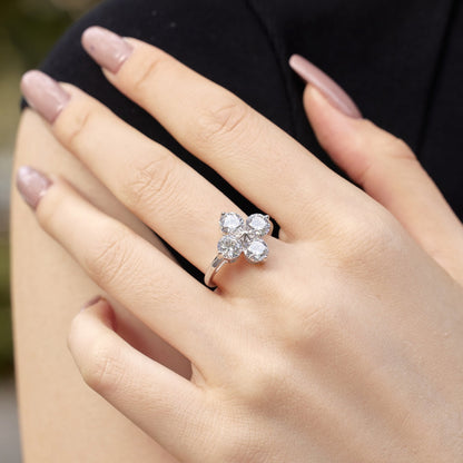 [Sparkling Aurora]Four-Leaf Clover Eight-Pointed Star Ring