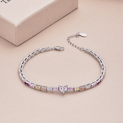 [Sparkling Aurora]Delicate Romantic Heart Shape Lover Bracelet