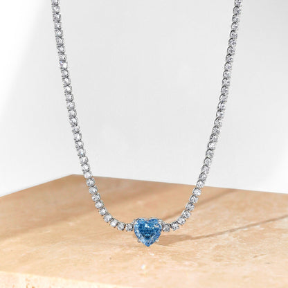 [Sparkling Aurora]2.0 Carat Sparkling Tennis Heart Cut Necklace