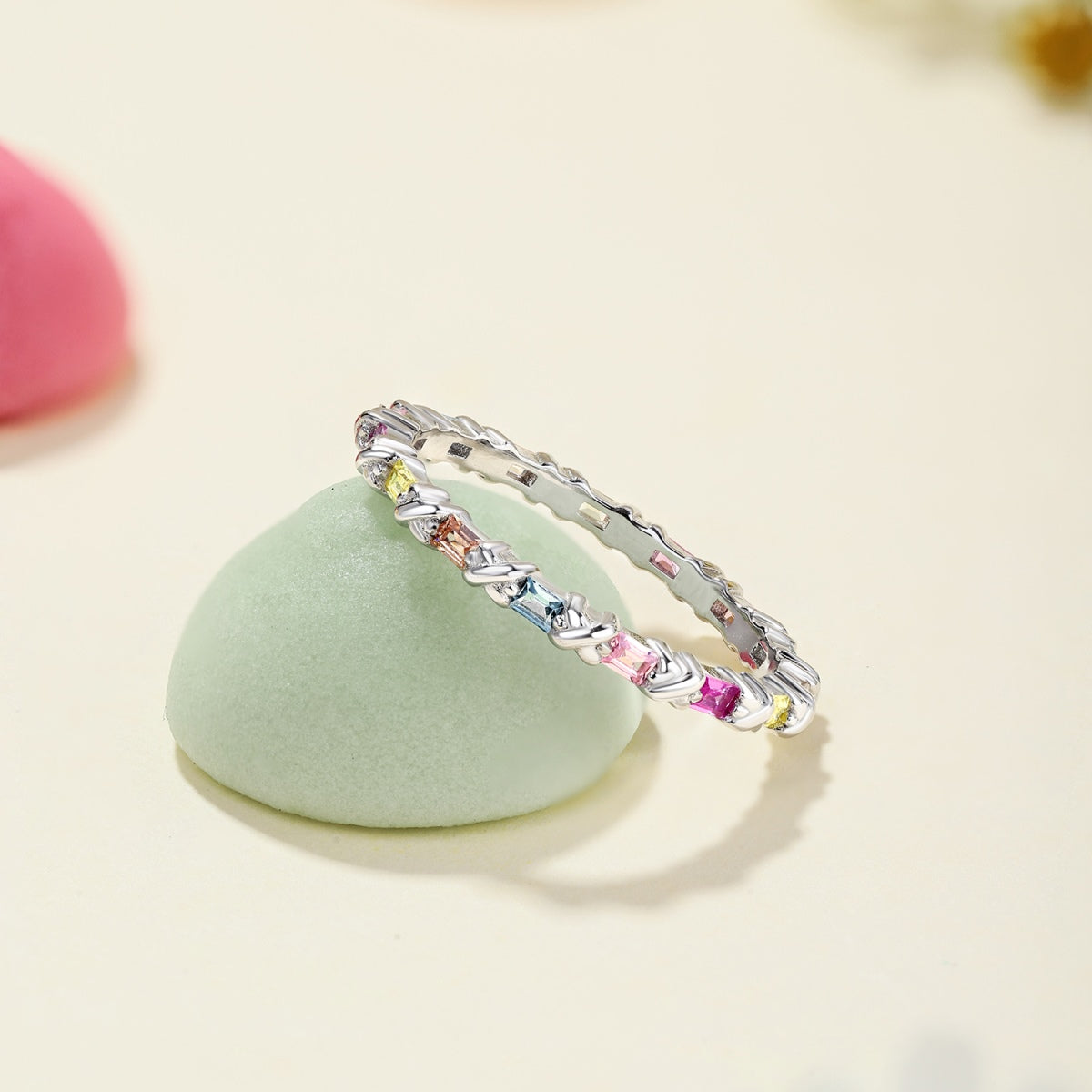 [Sparkling Aurora]Charming Colorful Round Cut Daily Ring