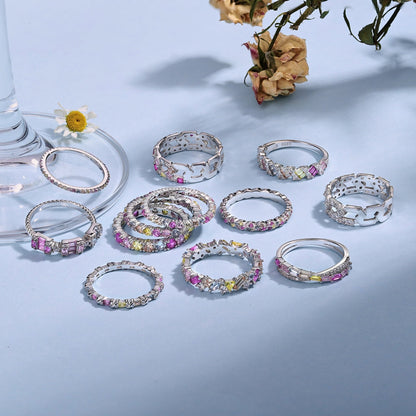 [Sparkling Aurora]Charming Colorful Round Cut Daily Ring