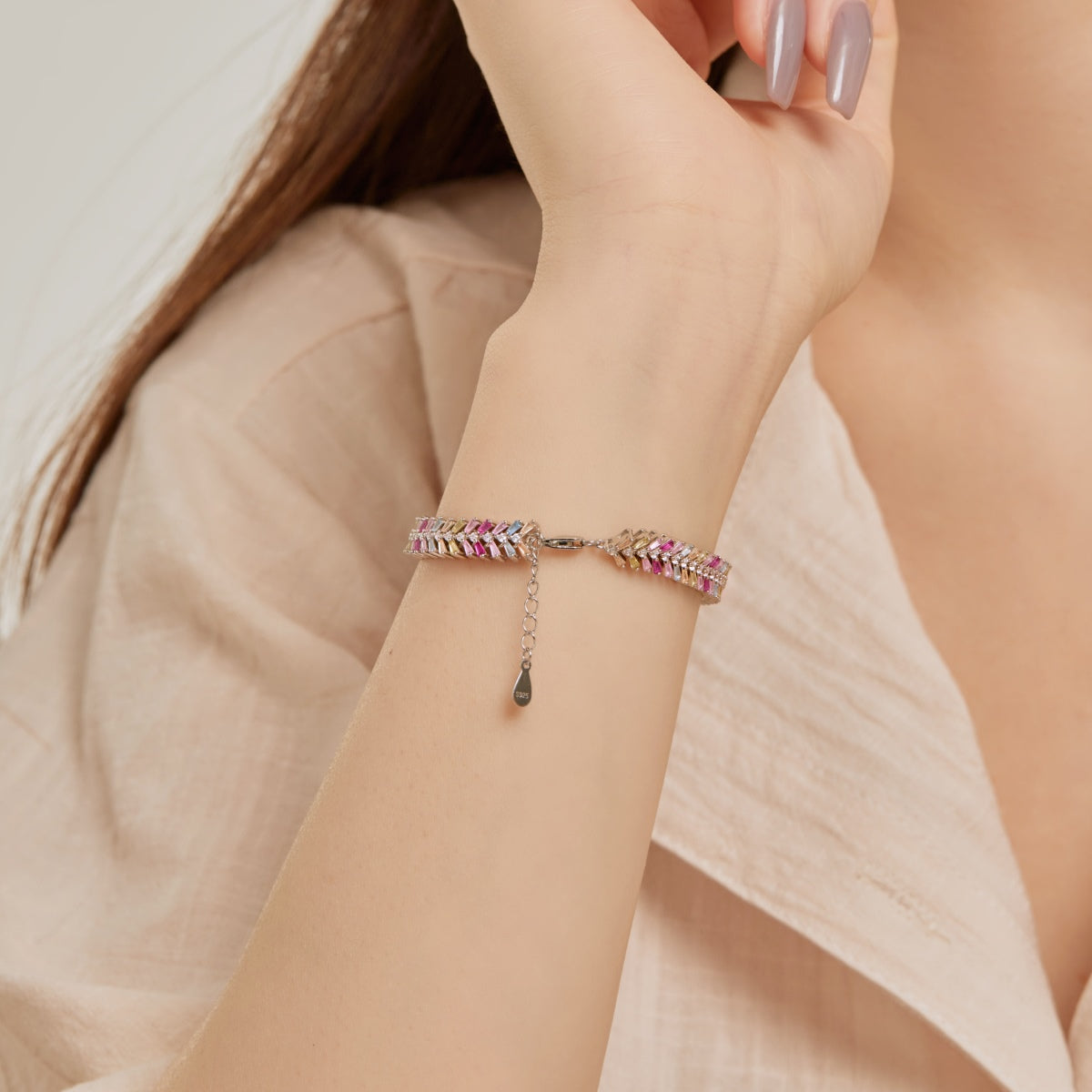 [Sparkling Aurora]Dainty Radiant Emerald Cut Daily Bracelet