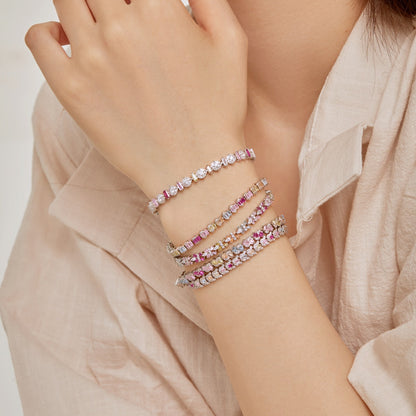 [Sparkling Aurora]Delicate Colorful Emerald Cut Daily Bracelet