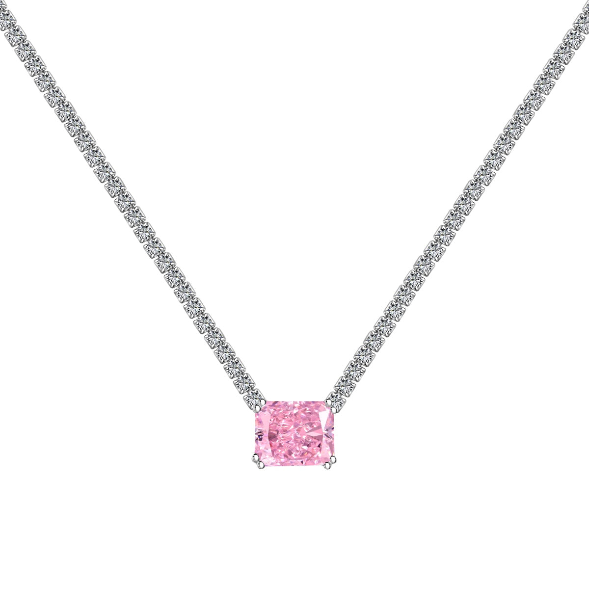 [Sparkling Aurora]4.0 Carat Elegant Radiant Cut Necklace