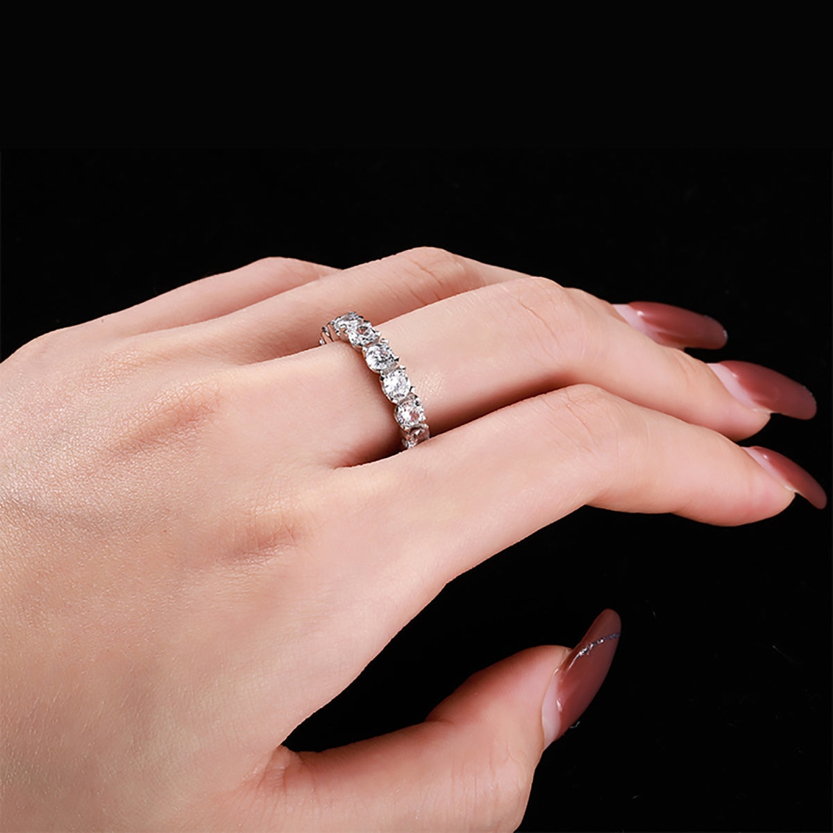 [Sparkling Aurora]Eternity Round Cut Tennis Ring