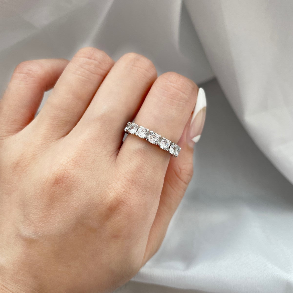 [Sparkling Aurora]Eternity Round Cut Tennis Ring